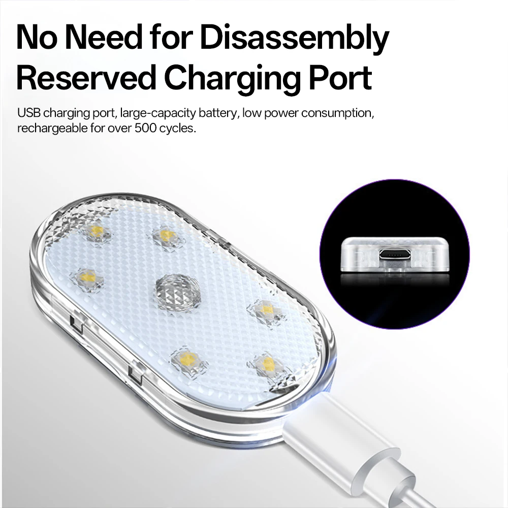 Car Atmosphere Lights Touch Lights Car Trunk Lighting Car Touch Induction Reading LED Lights Mini Magnetic Rechargeable Light