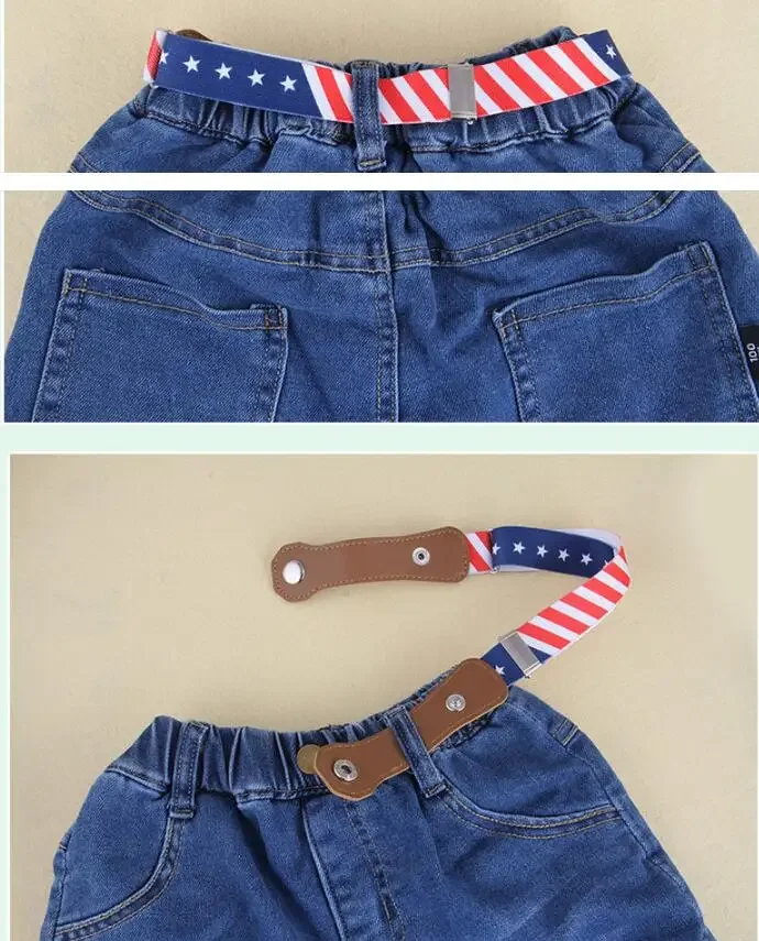 Press Buckle Style Kids Elastic Lazy Belt Versatile Jeans Belt Elastic Stretch Belt for Teen Kids Girls Adjustable Length