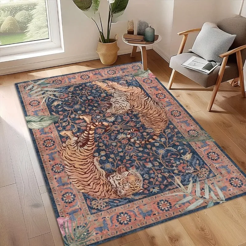 

Home Decor Brown Tiger Pattern Large Area Carpet Home Decor, Living Room Mat, Sofa Cushion, Door Mat, Bedroom Mat, Outdoor Rugs
