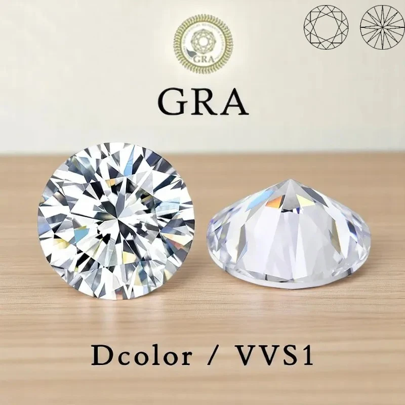 

Moissanite Stone VVS1 D Color Round Cut 3.0mm-18.0mm Wholesale Lab Grown Gemstone for Jewelry Excellent Cut with Certificate