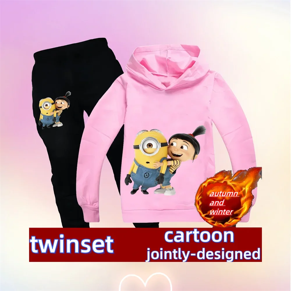 Minions with Agnes Pictures Kids hoodie set Comfortable street kid Boys Girls Fall/Winter collection stylish outdoor clothing