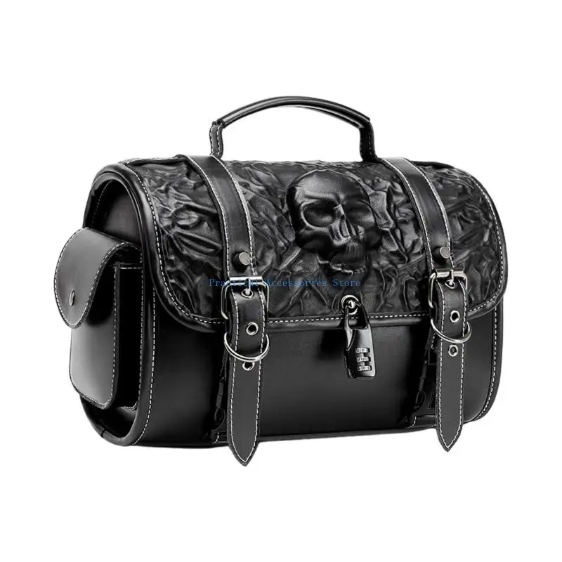 

U75E Punk Bike Saddlebag Secure Storage Compartment PU Leather Bag for Bikes