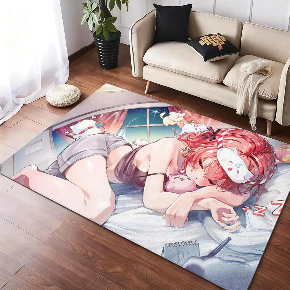 

cute S-Sakura MikoS Floor Mat Soft Thickened Non-Slip Door Mat for Living Room Home Decor Flannel Rugs