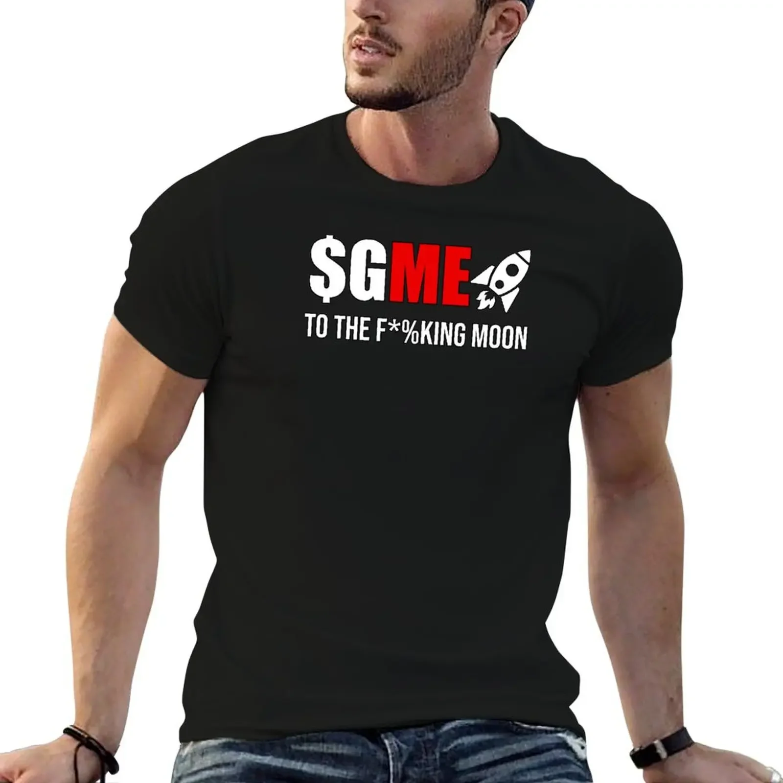 Gamestop to the moon wallstreetbets GME stock short squeeze. T-Shirt summer clothes anime tshirt Men's t-shirts