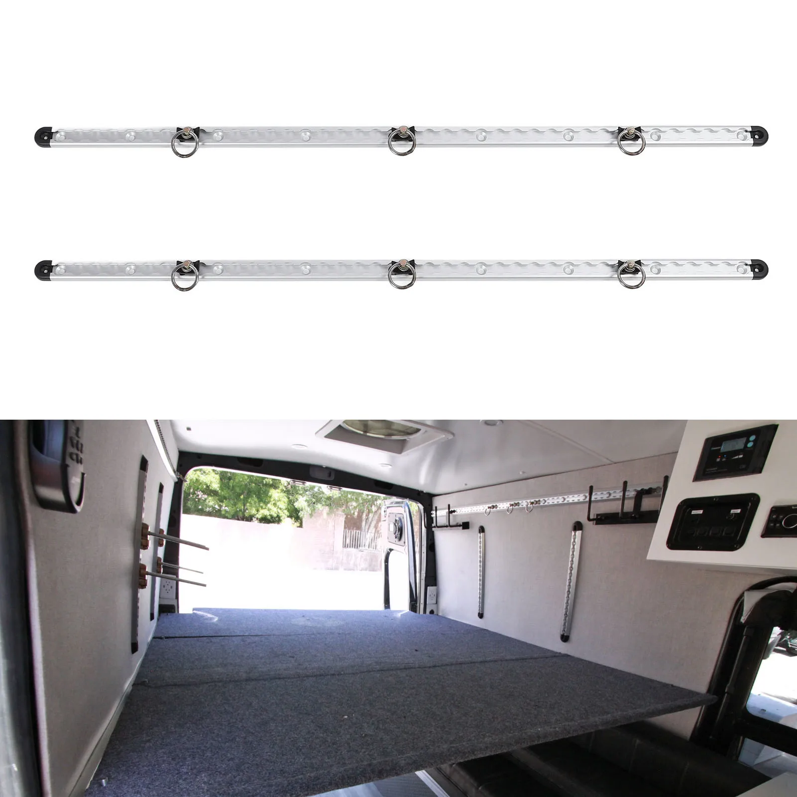 Luchtvaartrail 1 paar aluminium L-rail 100 cm ladingbeveiliging sjrail L-rail vastsjersysteemkit met ronde noppen