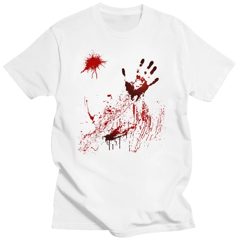 

100% Cotton Bloody Shirt Halloween Horror Humor Graphic Casual Clothing Men T-Shirt Unisex Streetwear Oversized Tops Tee