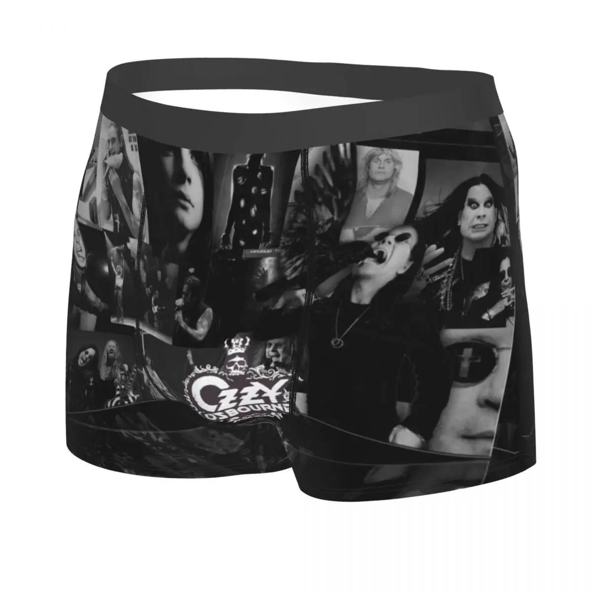 Custom Ozzy Osbourne Collage Underwear Men Stretch Heavy Metal Boxer Briefs Shorts Panties Soft Underpants For Homme