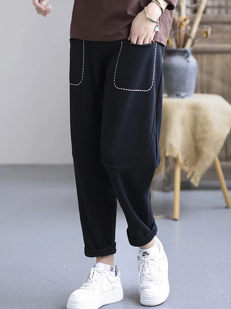 Max LuLu Women Retro Solid Color Straight Harem Pants Female Winter Korean Fashion Fitness 2022 High Waist Casual Long Trousers