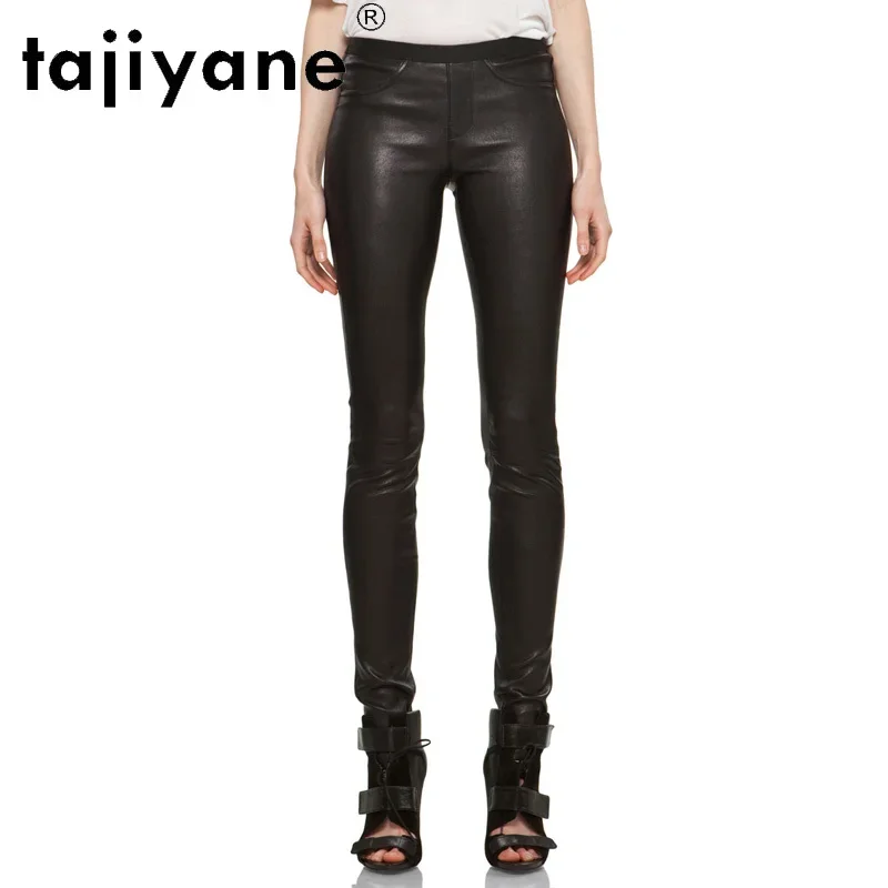 

Tajiyane Black Trousers for Women Real Sheepskin Pants Female High Waist Pencil Pants Spring 2021 Pantalones De Mujer Pph4556