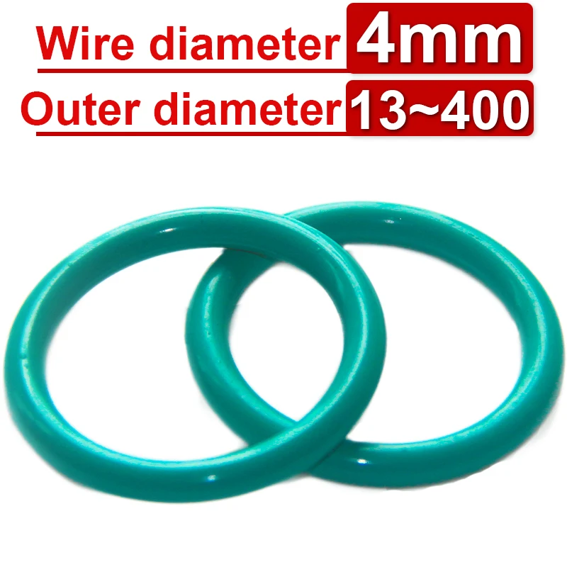 1~5pcs Wire Diameter 4mm Fkm Fluororubber O-ring Sealing Ring Cs Od 13mm-400mm Green Seal Gasket Ringcorrosion Resistant Heat