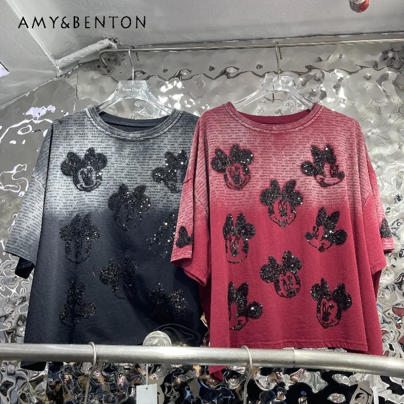 

Trendy Brand New Heavy Embroidery Cartoon Youthful Tees Girls Fashion Loose Short-sleeves T-shirt Women's Y2k Beautiful Tshirts