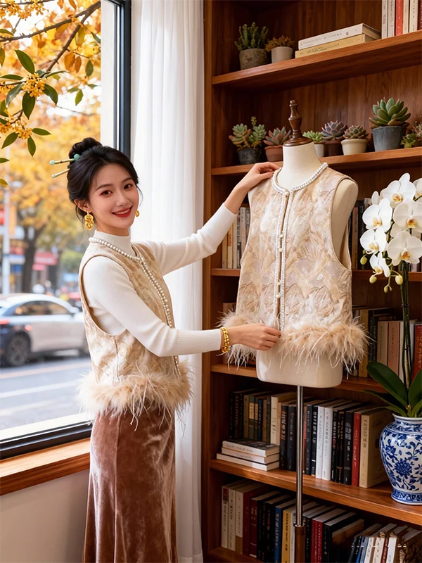 

Новая китайская женская вышитая жилетка с богатой отделкой, в национальном стиле, для весны и осени, для повседневного использования.