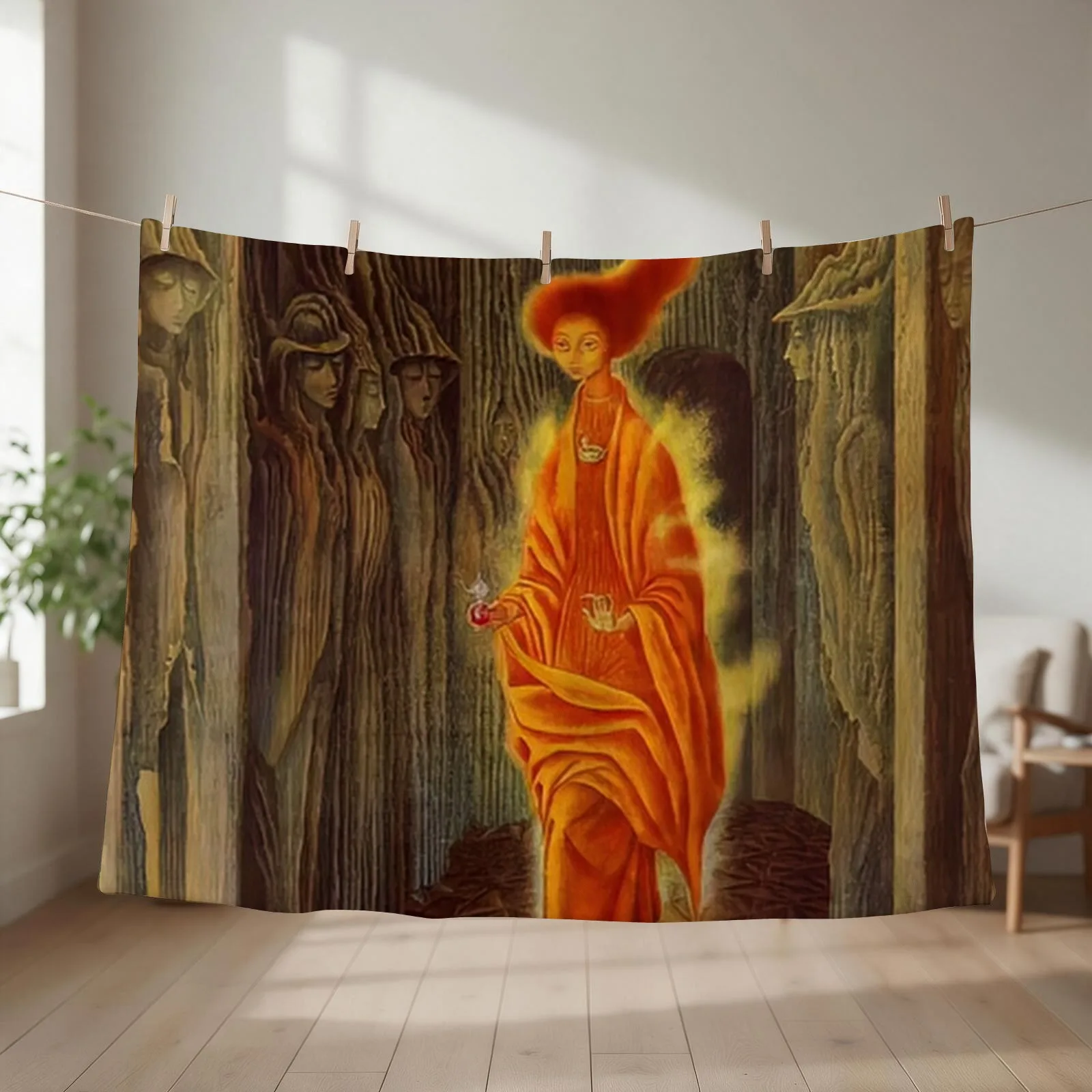 The Call by Remedios Varo Throw Blanket couch cozy soft plush fuzzy picnic outdoor blanket