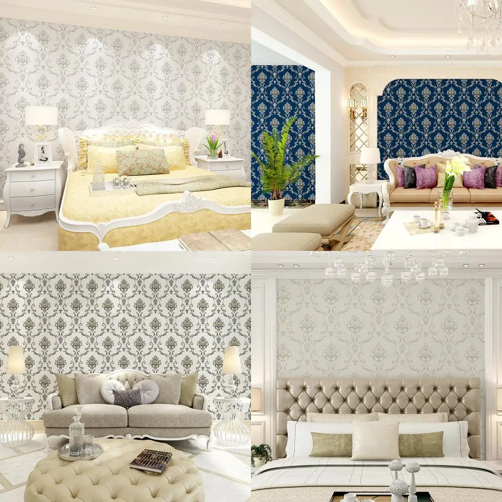 3D European Style Pattern Embossed Waterproof Wallpaper for Bedroom Living Room Dining Room TV Background Wall Decor