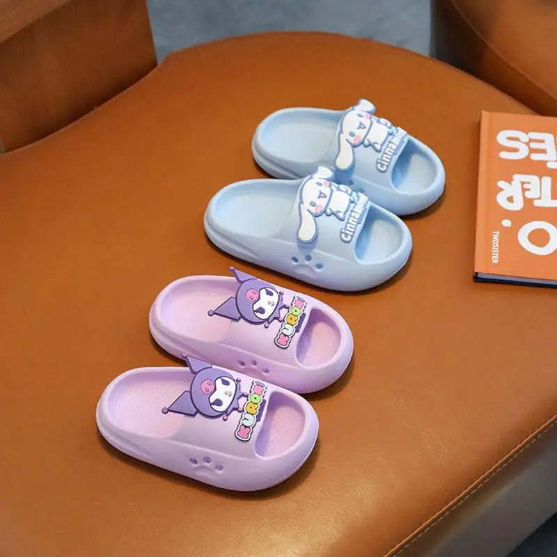 2023 Anime Sanrioed Kuromi Cinnamoroll Children's Slippers Kids Summer EVA Soft Soled Sandals Boys Girls Non-Slip Indoor Shoes