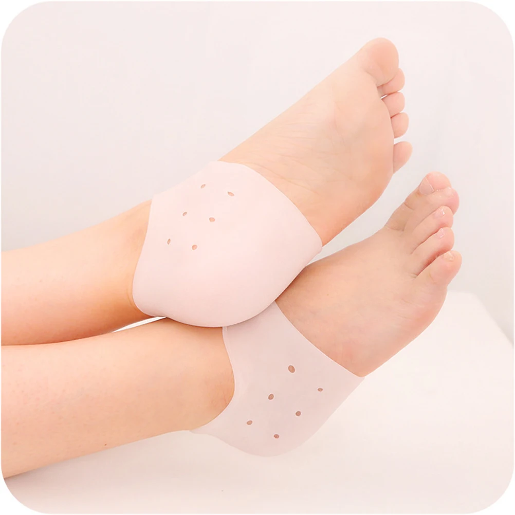 

2pcs Silicone Gel Heel Protective Sleeve Socks For Cracked Dry Heels Pain Relief Cushion Walking Running Soft