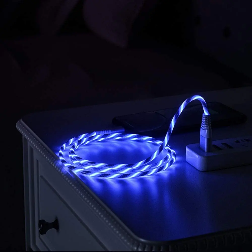 N67R-3.3 FT LED Type-C Phone Charging Cable USB C Flowing Light USB Cords for Samsung Galaxy S10 Note9 8,LG V30,Google