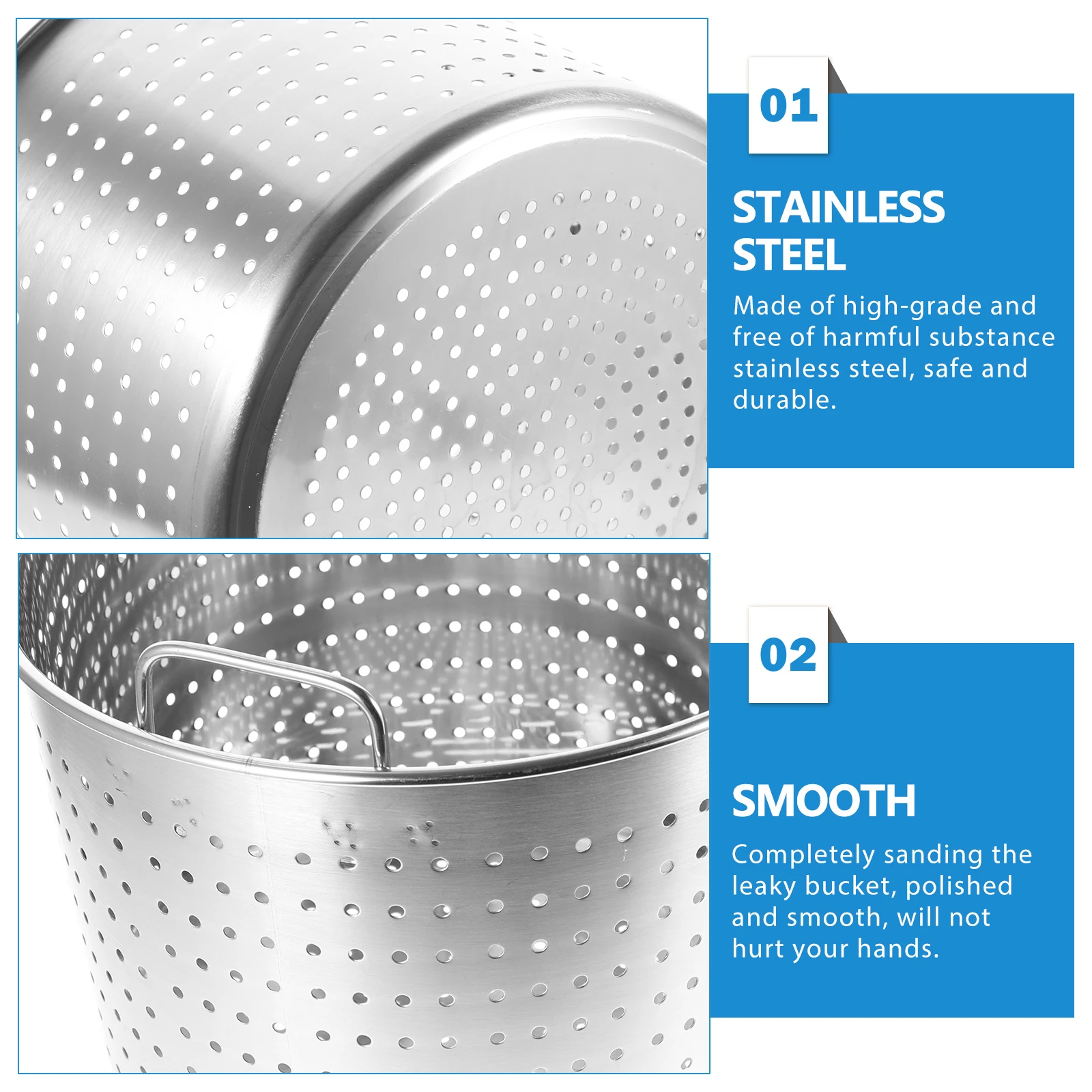 

1pc Stainless Steel Seafood Boil Basket Large Multi-Use Crawfish Pot Kitchen Cooking Tool For Boiling Stewing Frying