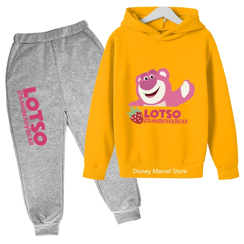 Cute Cartoon Printing Lotso Spring And Autumn New Sweatshirt + Sweatpants Suit Children'S And Men'S Fashion Casual Hoodie