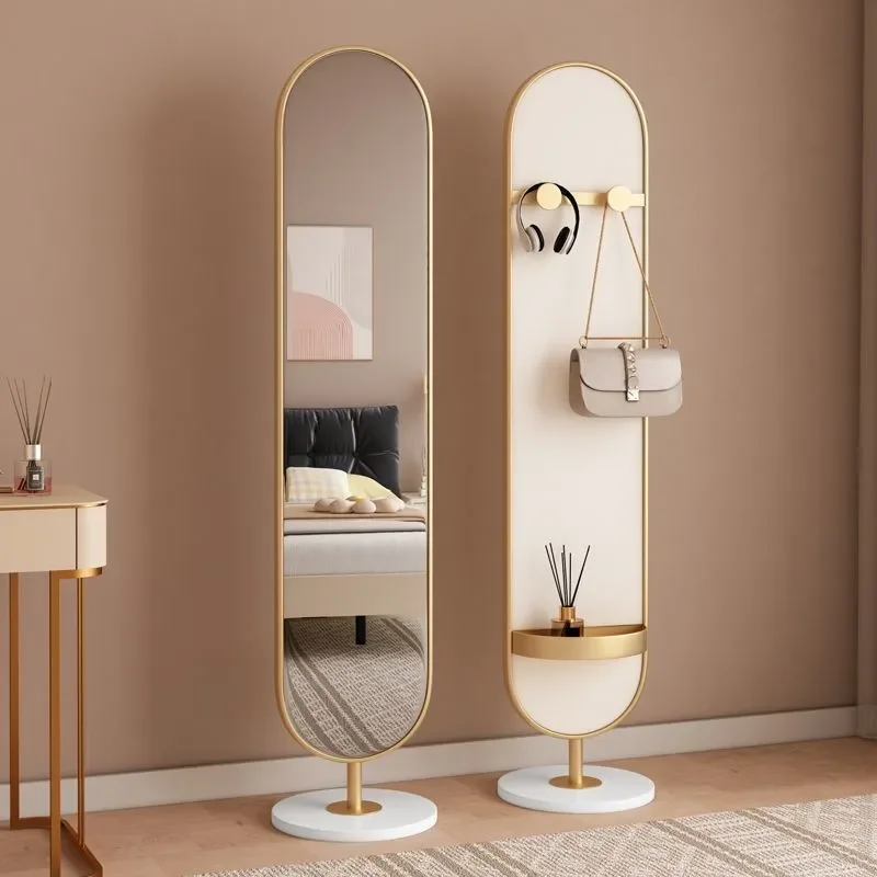 for Full Length Mirror Floor to Ceiling Rotatable Mobile Fitting Mirror with Hanging Hanger Integrated Vertical Bedroom