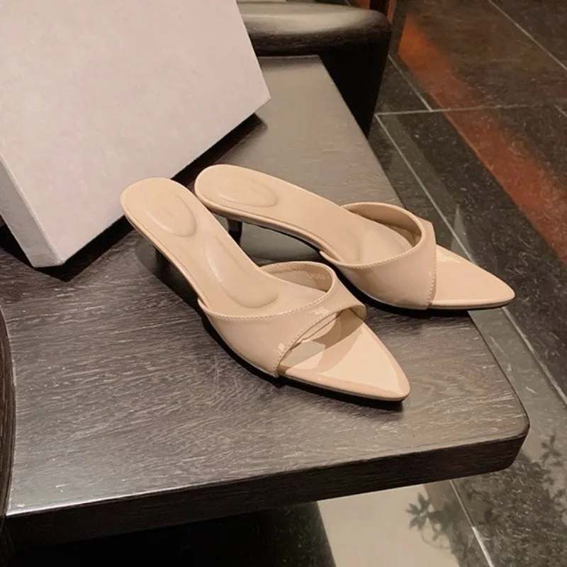 

Summer New Women's Shoes Sexy Pointed Tip Low Heel Sandals for Woman Elegant French Casual Shoes Designer Shoes Sandalias Mujer