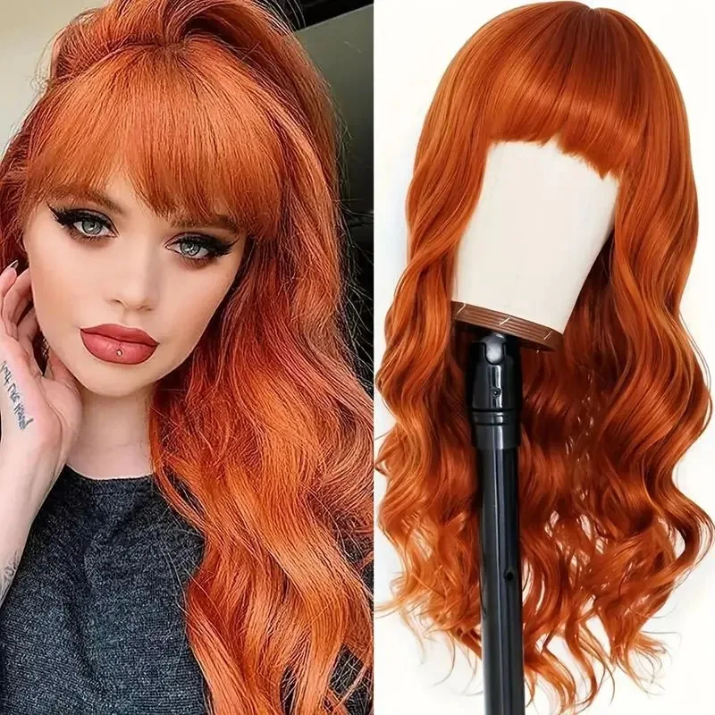 Best-selling orange curly synthetic wig for Halloween party cosplay role-playing and everyday parties. Hot wire wig set.