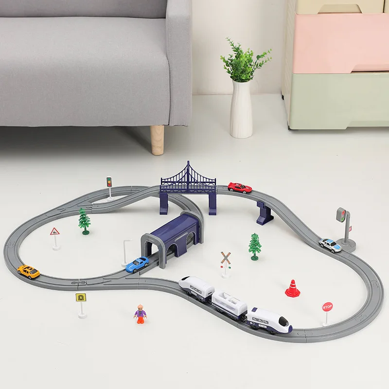 DIY Plastic Track Train Track Set Compatible with All Major Brands Toys For Children Railway Toy Road Accessories Kids Gift PD55