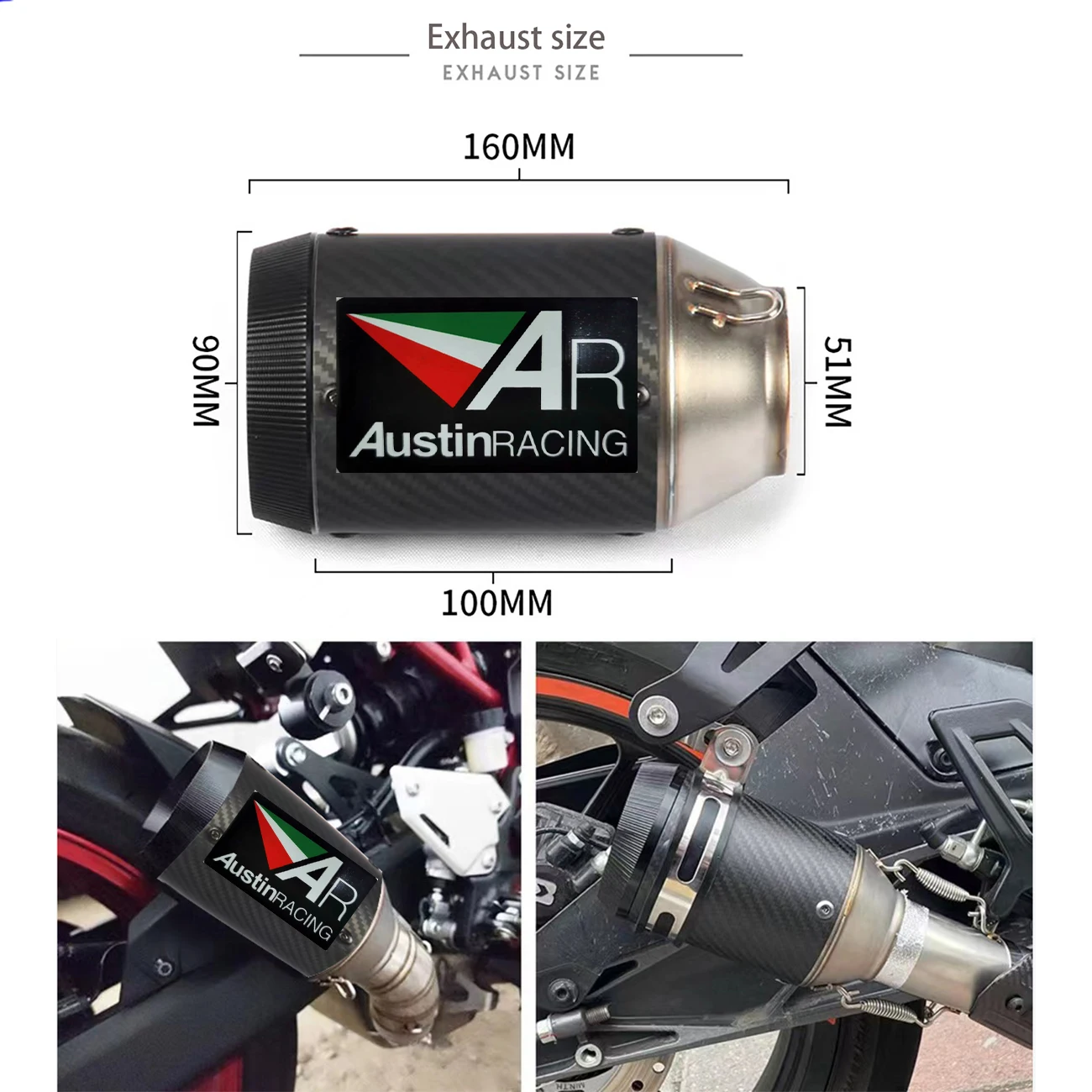 Motorcycle exhaust pipe for Kawasaki ZX6R ZX636 2009-2022 intermediate connection tube 51mm carbon fiber escape Moto DB Killer