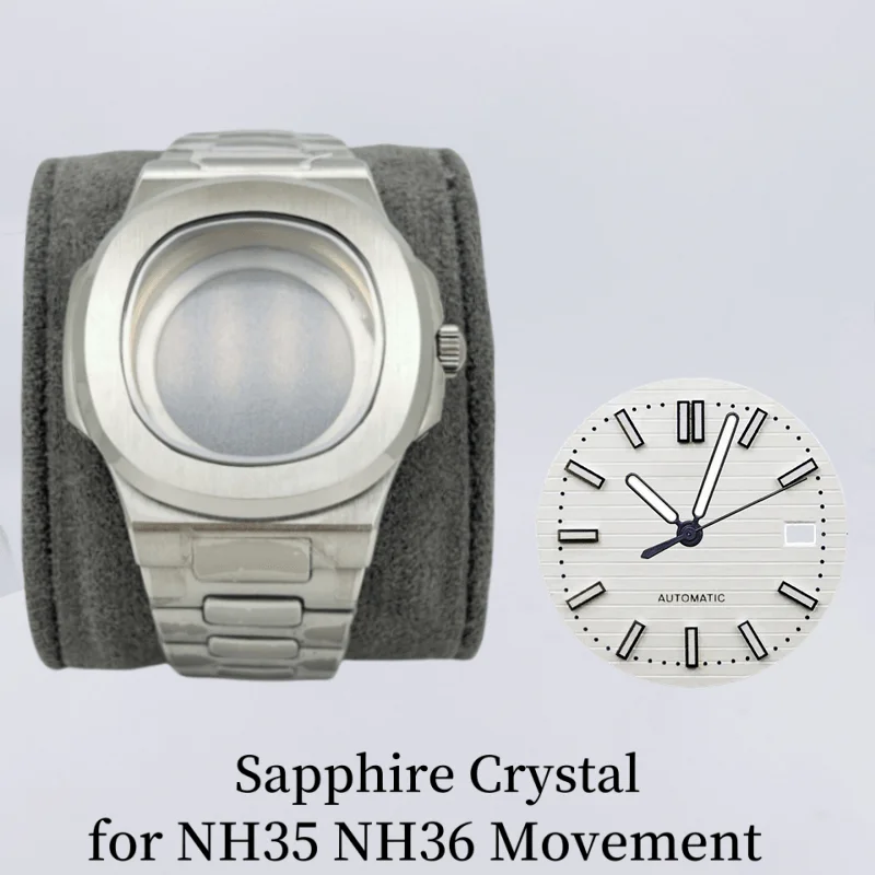 41mm Watch Case Silver for PP Nautilus PP NH35/36/38/70/72 Automatic Movement Fit 30.5mm Dial Sapphire Crystal 316l Accessories