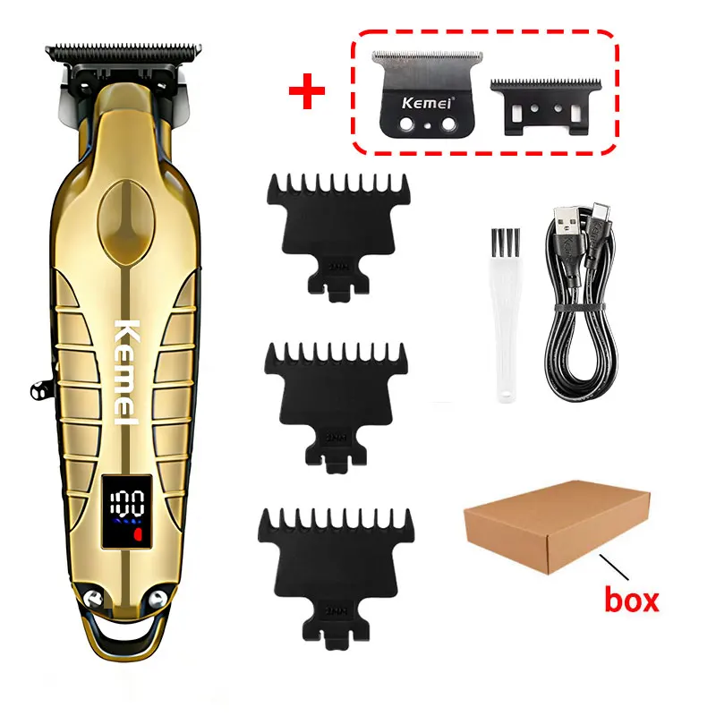 Kemei KM-2293 Salon Professionele Haarkapper met Poedermetallurgisch Lemmet, Elektrische Schaar, 1200 mAh Lithium Batterij