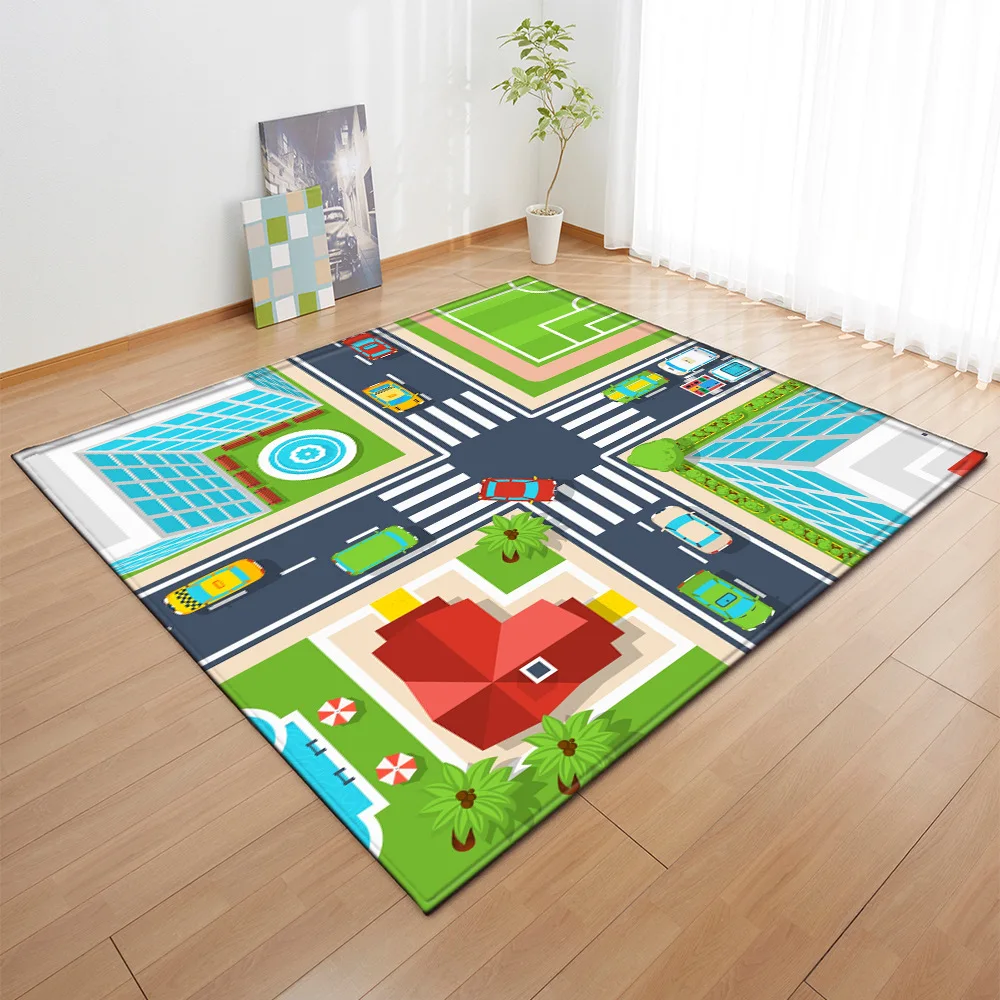 

Городской дорожный ковер с мультяшным рисунком, большой ковер для подростков, спальни, декоративный ковер для гостиной, большой ковер для гостиной