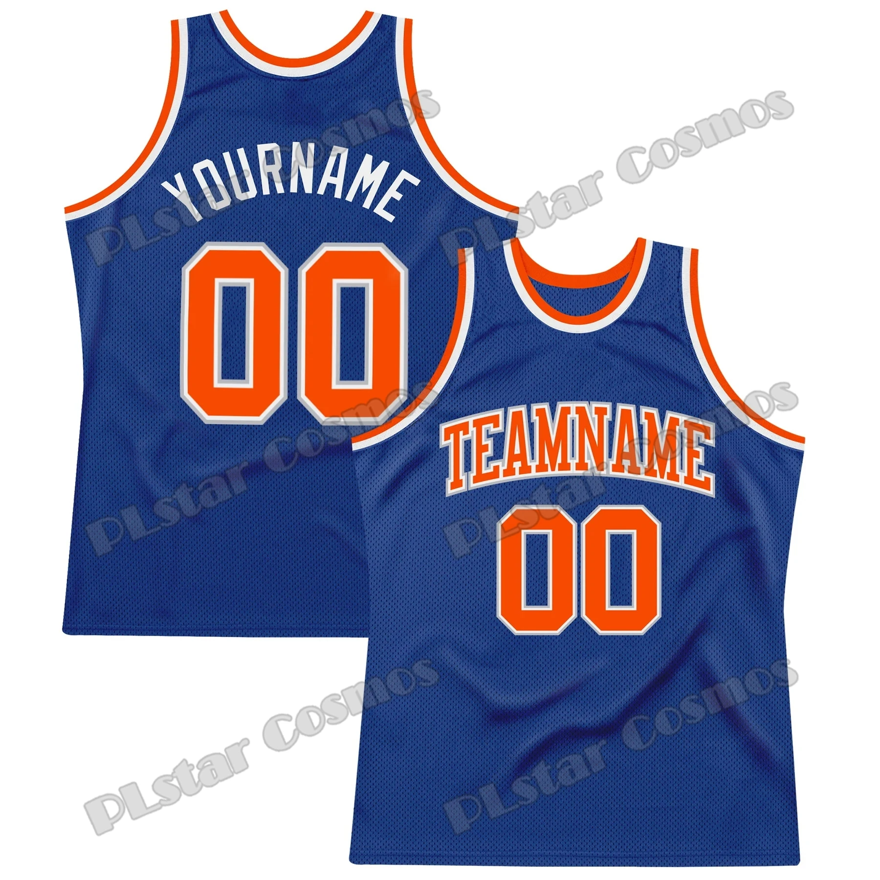 

Personalized Name & Number Royal Orange-Gray 3D Printed Men's Fashion Basketball Jersey Youth Summer Sport Basketball Vest LBX22