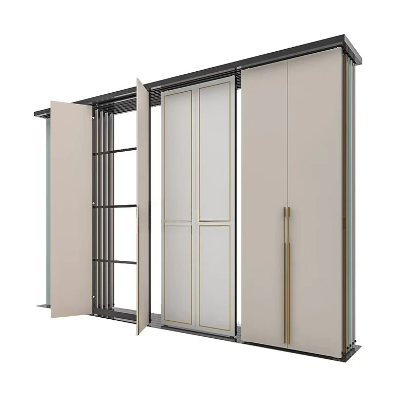 &c Custom Door Display Stand Double Rows Cabinet Door Display Rack Smooth Sliding Door Display Rack for Showroom Exhibition