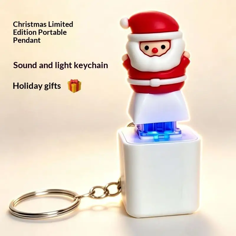 Weihnachts-Weihnachtsmann-Schlüsselanhänger mit Licht und Ton zur Stresslinderung, Niedlicher Leuchtender Stimmen-Schlüsselring, Kreatives Fidget-Spielzeug für Weihnachtsgeschenke – Detail 14