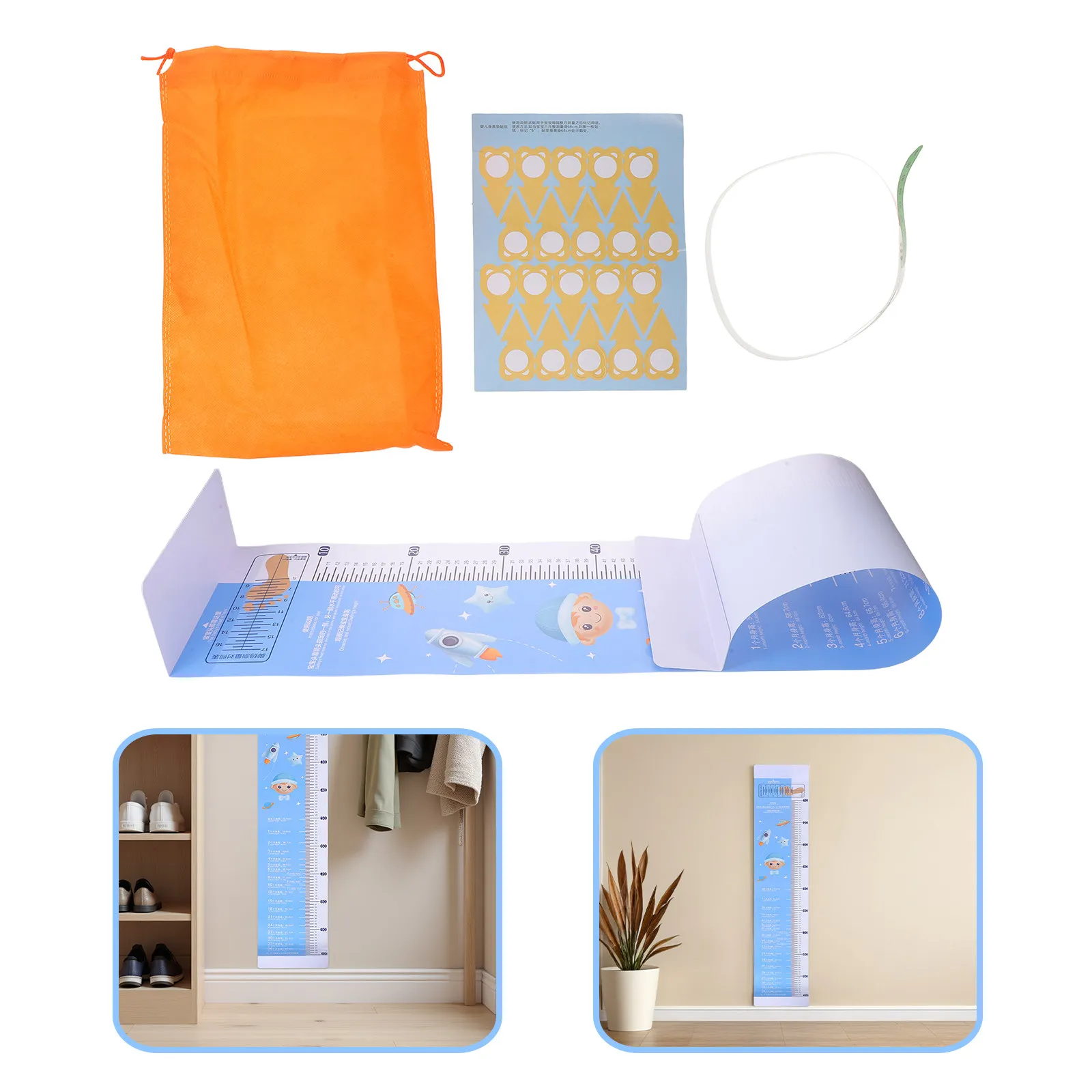 1Set Baby Height Measuring Mat Folding Infant Growth Chart for Toddlers Head Circumference Tape for Newborn 0-3 Years Baby