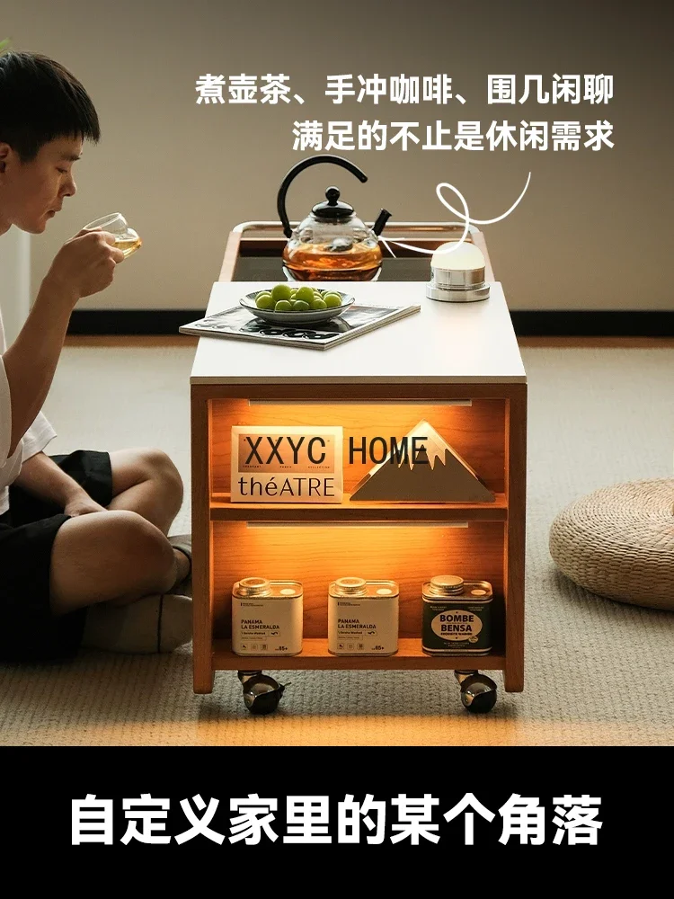

Cherrywood Tea Table Stove Tea Boiling Mobile Tea Cabinet