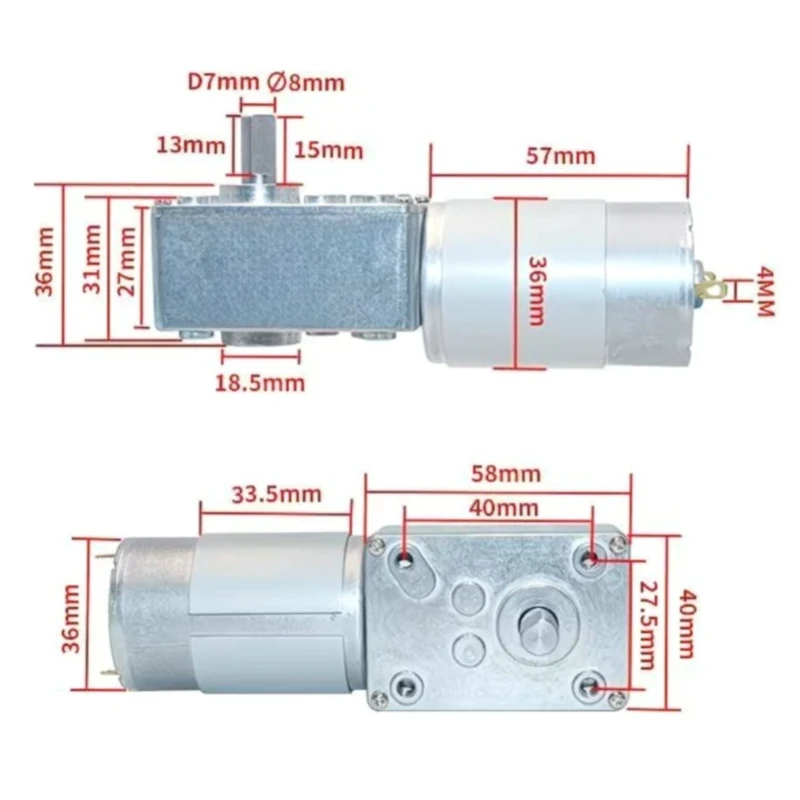 1 قطعة 5840-555 فرشاة المغناطيس الدائم تيار مستمر تباطؤ المحرك 12V24V توربو دودة منخفضة السرعة قابل للتعديل عزم دوران كبير الذاتي قفل