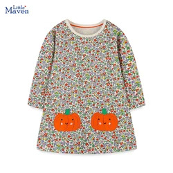 Little maven Clothing for Girls New Kids Clothes Long Sleeves Cotton Autumn Spring Clothes Cartoon Pumpkin Dress Cotton