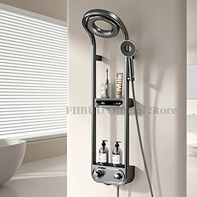 Luxury Shower System For Bathroom Pressurized Rain Mixer Combo Wall Mounted Rainfall Shower Panel Head System Digital Display