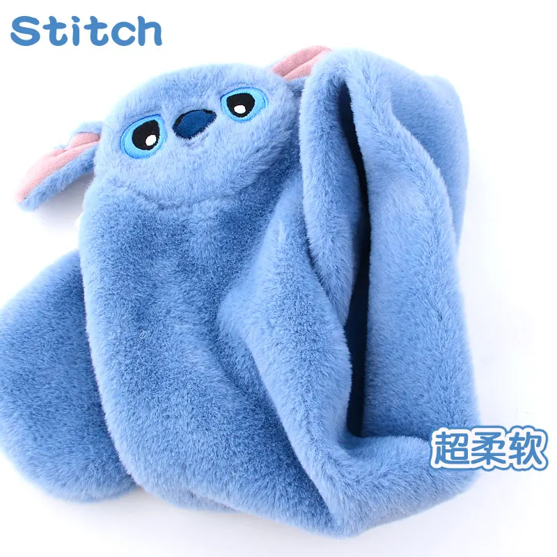 Disney Stitch Wintermütze, Schal und Handschuh-Set für Jungen und Mädchen, verdicktes warmes Plüsch-Fleece-Outdoor-Outfit, vollständig ohrbedeckende Kopfbedeckung