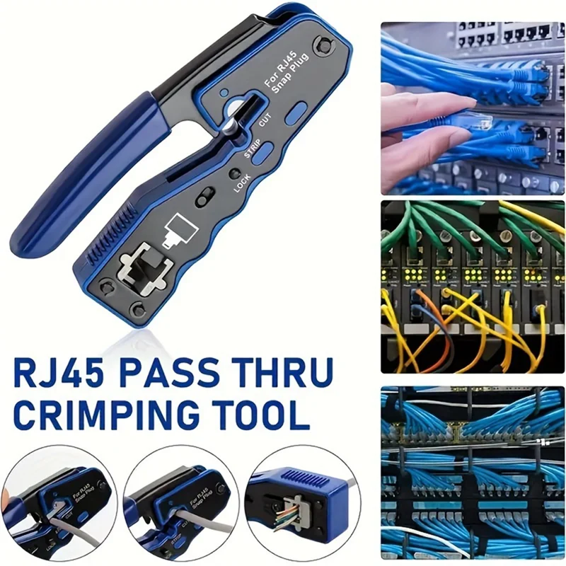 

B97A-RJ45 Инструмент для обжима проводов Ethernet 8P для кабелей CAT 5, 5E, 6, 6A — 1 шт., сквозная конструкция в комплекте, щипцы