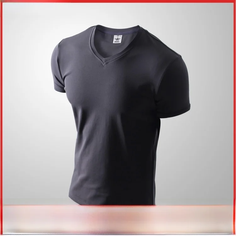 

Мужская футболка Slim Fit с V-образным вырезом в форме сердца, утолщенная, эластичная, из чистого хлопка, с коротким рукавом, белая, черная, синяя, летняя, повседневная
