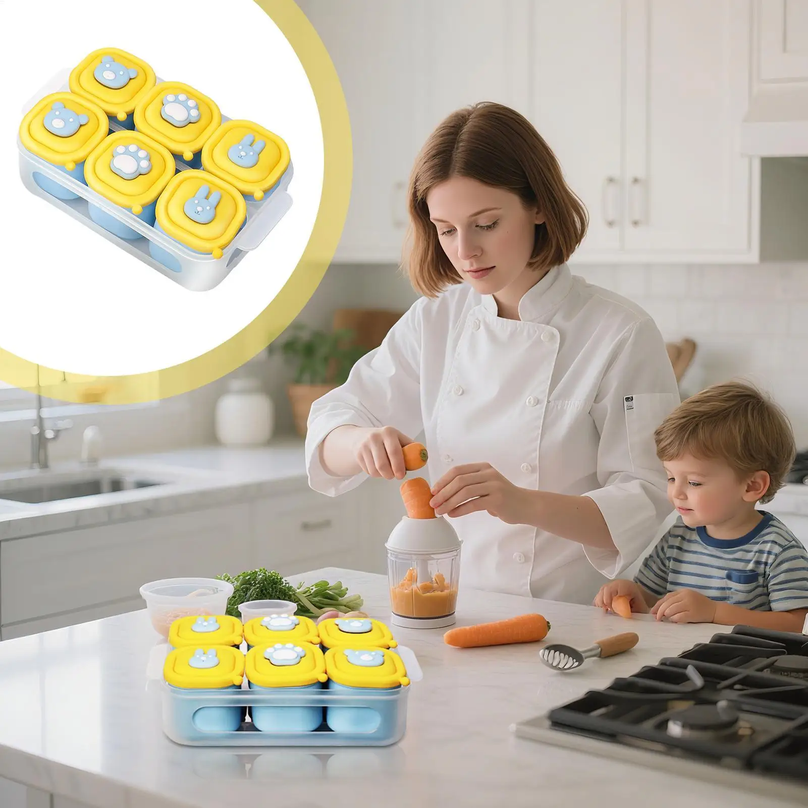 Baby Food Freezer Tray 6 Cavity Silicone Baby Food Storage Mold Anti-Slip Textures Breastmilk Organizer Container For Businesses