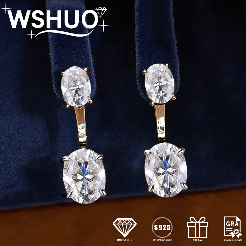 

6cttw Moissanite Stud Earring for Women 2 Stone Oval Cut Diamond Detachable Ear Studs 100% S925 Silver Fine Jewelry with GRA