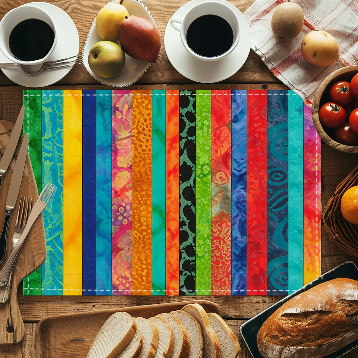 Bohemian Mandala Pattern Polyester Placemats & Coasters - Stylish Table Linens for Home, Restaurant and Daily Use
