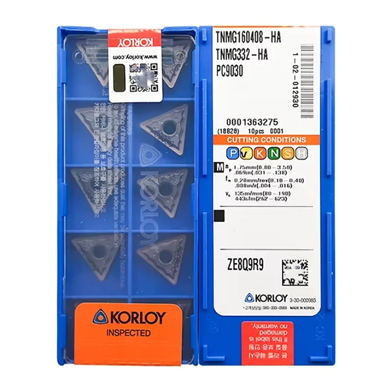 

KORLOY Original TNMG160404-HA TNMG160408-HA TNMG220408-HA NC3120 PC9030 H01 CNC Lathe Medium Carbide Turning Inserts 10pcs