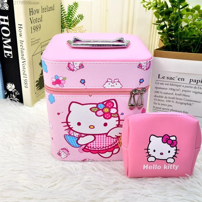 Sanrio Bag Cartoon Hello Kitty Portable Makeup Storage Bag Y2k Women Korean Trendy Home Room Travel Packaging Accessories Boxes