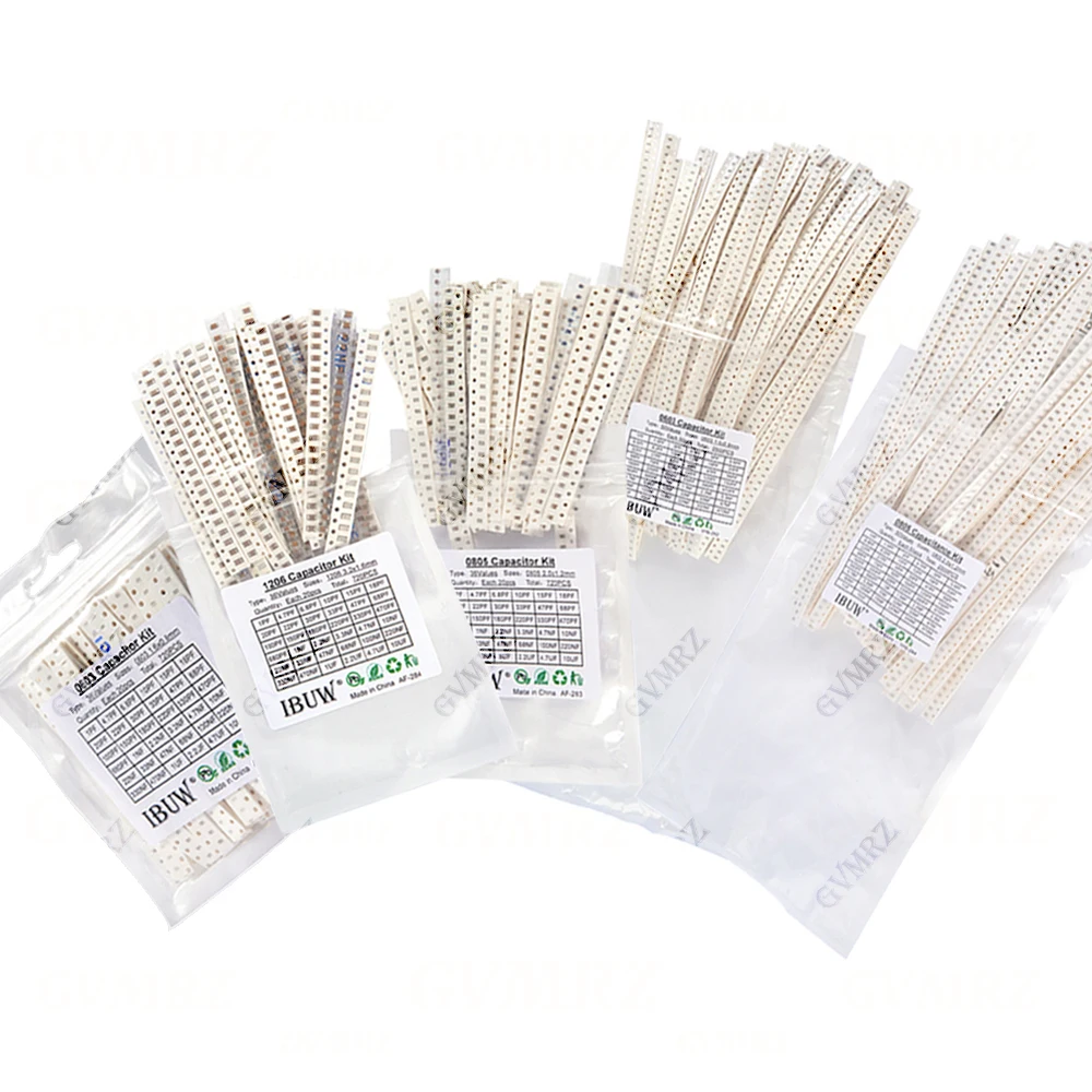 0402 0603 0805 1206 100NF 0.47UF 1UF SMD Ceramic Capacitor Assorted Kit 1pF - 10uF 100PF 10NF Chip Capacitance Set