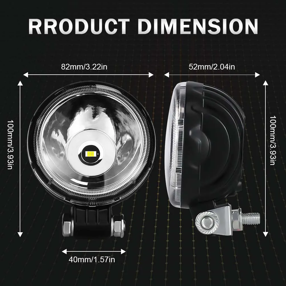 2pcs 3 inch Round LED Work Light Spotlights Super Bright Lights White Amber Motorcycle Fog Lights Driving 12V 24V