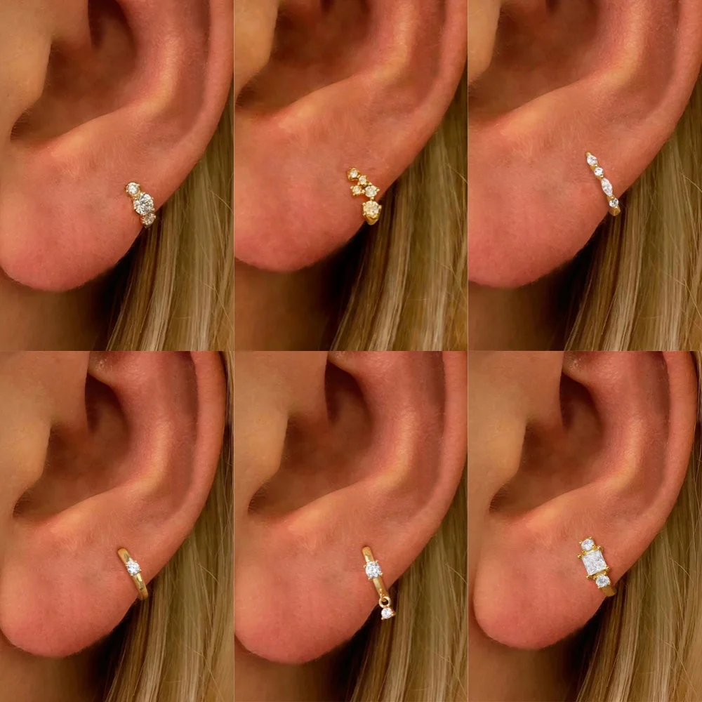 Canner 925 Sterling Silber Korea Runde Zirkon Quaste Stud Kreis Ohrring Für Frau 18 Karat Gold Farbe Piercing Partei schmuck